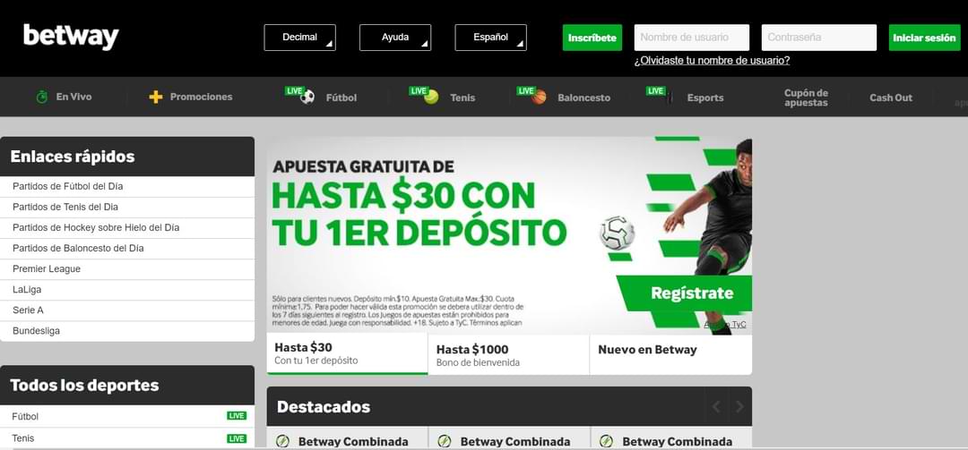 Bono de Apuesta Gratis Betway Casino Chile